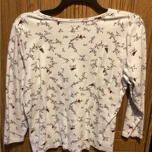 Croft & Barrow Black and White Fitted 3/4 Sleeve Blouse